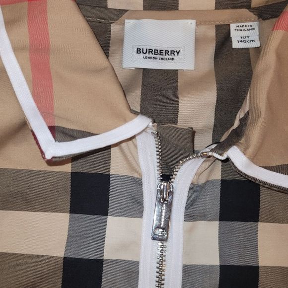 Burberry Kids Check Zip Front Beige Polo Shirt, sz 10y - Picture 4 of 4